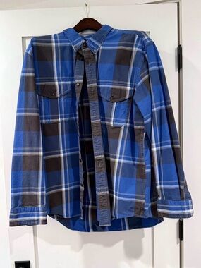 Filson Genuine Garment Men’s XL Blue Gray Plaid Flannel Button Down Work Shirt